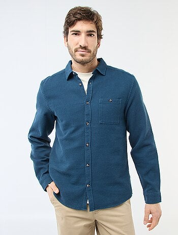 Chemise à manches longues en matière gaufrée