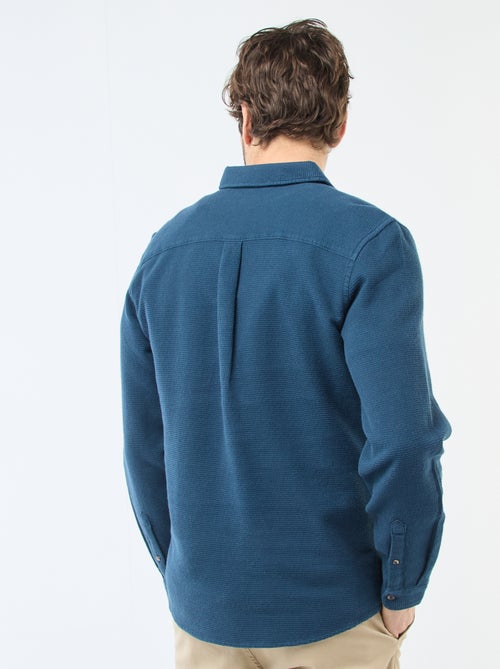 Chemise à manches longues en matière gaufrée - Kiabi