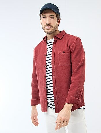 Chemise à manches longues en matière gaufrée