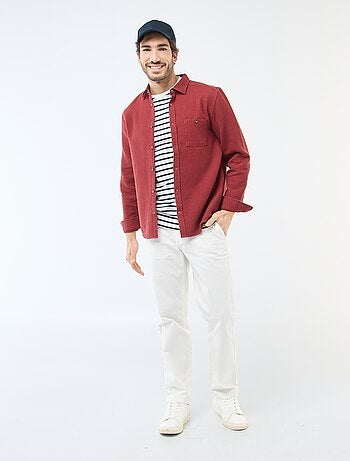 Chemise à manches longues en matière gaufrée