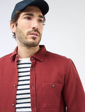 Chemise à manches longues en matière gaufrée