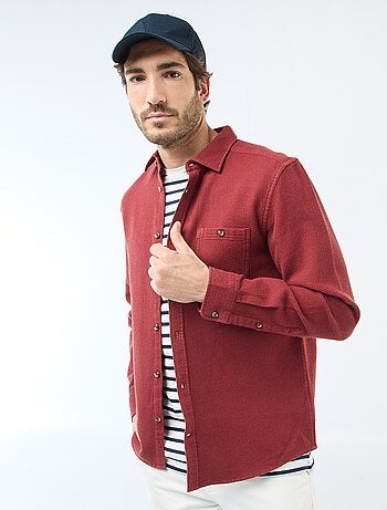 Chemise à manches longues en matière gaufrée