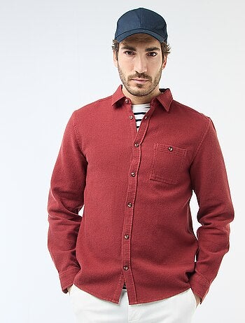 Chemise à manches longues en matière gaufrée