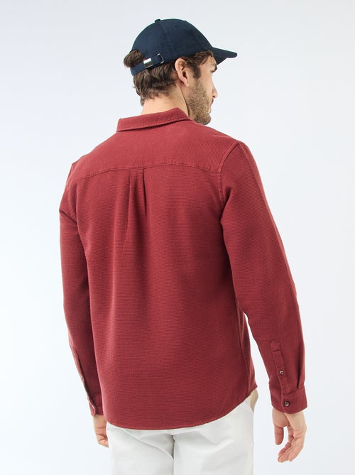 Chemise à manches longues en matière gaufrée - Kiabi