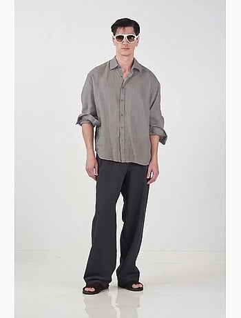 Chemise à manches longues en mélange de lin oversize giesto