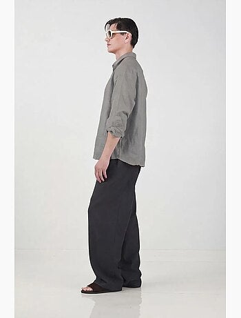 Chemise à manches longues en mélange de lin oversize giesto