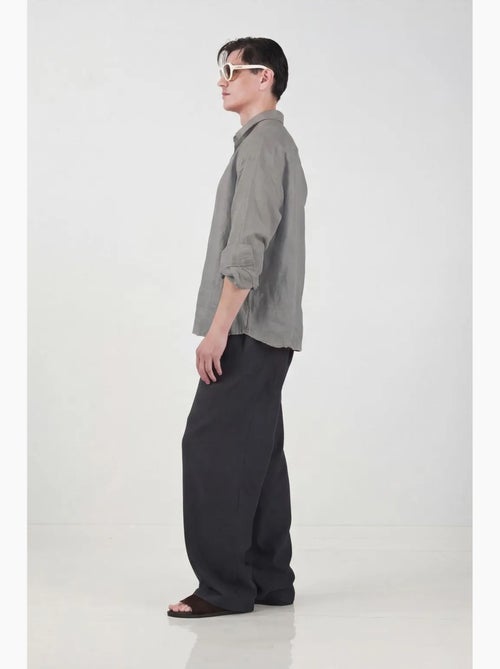 Chemise à manches longues en mélange de lin oversize giesto - Kiabi