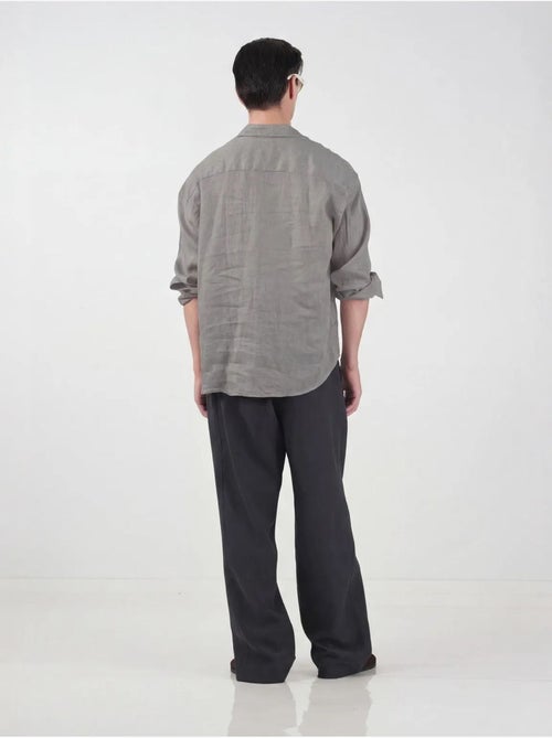Chemise à manches longues en mélange de lin oversize giesto - Kiabi