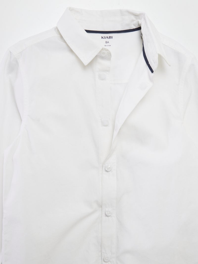 Chemise à manches longues en popeline - collection facile à enfiler Blanc - Kiabi