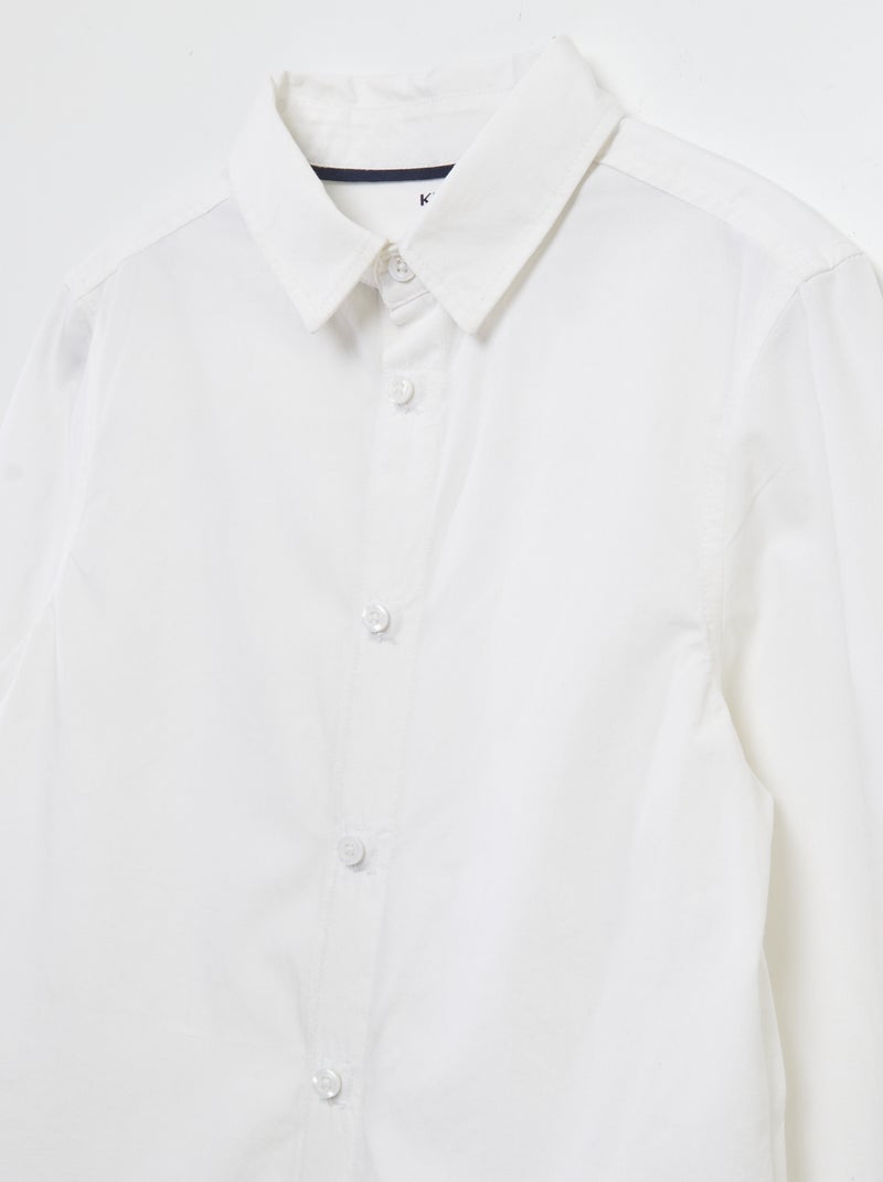 Chemise à manches longues en popeline - collection facile à enfiler Blanc - Kiabi