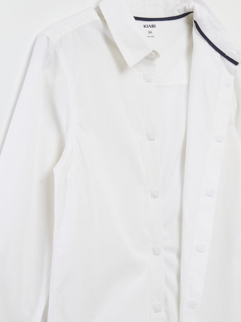 Chemise à manches longues en popeline - collection facile à enfiler Blanc - Kiabi