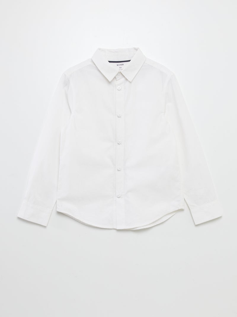 Chemise à manches longues en popeline - So Easy blanc - Kiabi