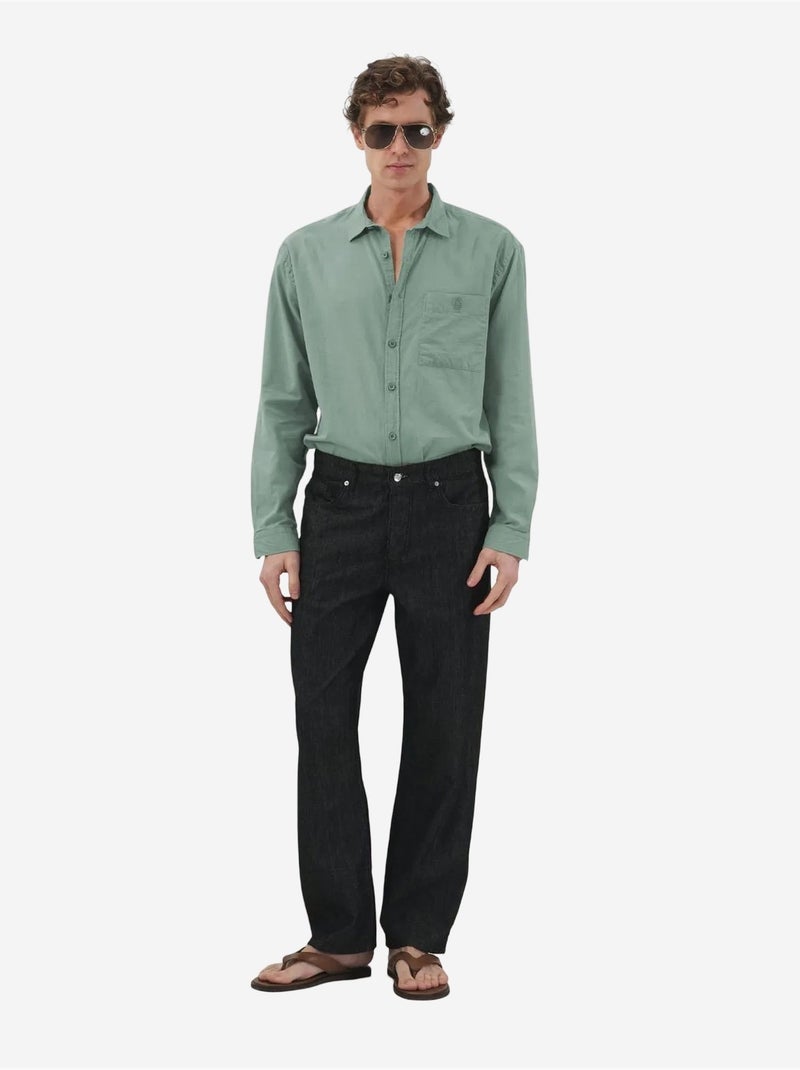 Chemise à manches longues en popeline de coton giesto Vert pastel - Kiabi