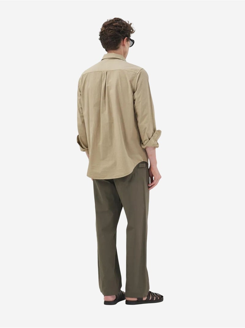 Chemise à manches longues en popeline de coton pour homme giesto Beige naturel - Kiabi