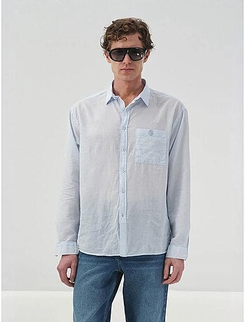 Chemise à manches longues en popeline de coton pour homme giesto