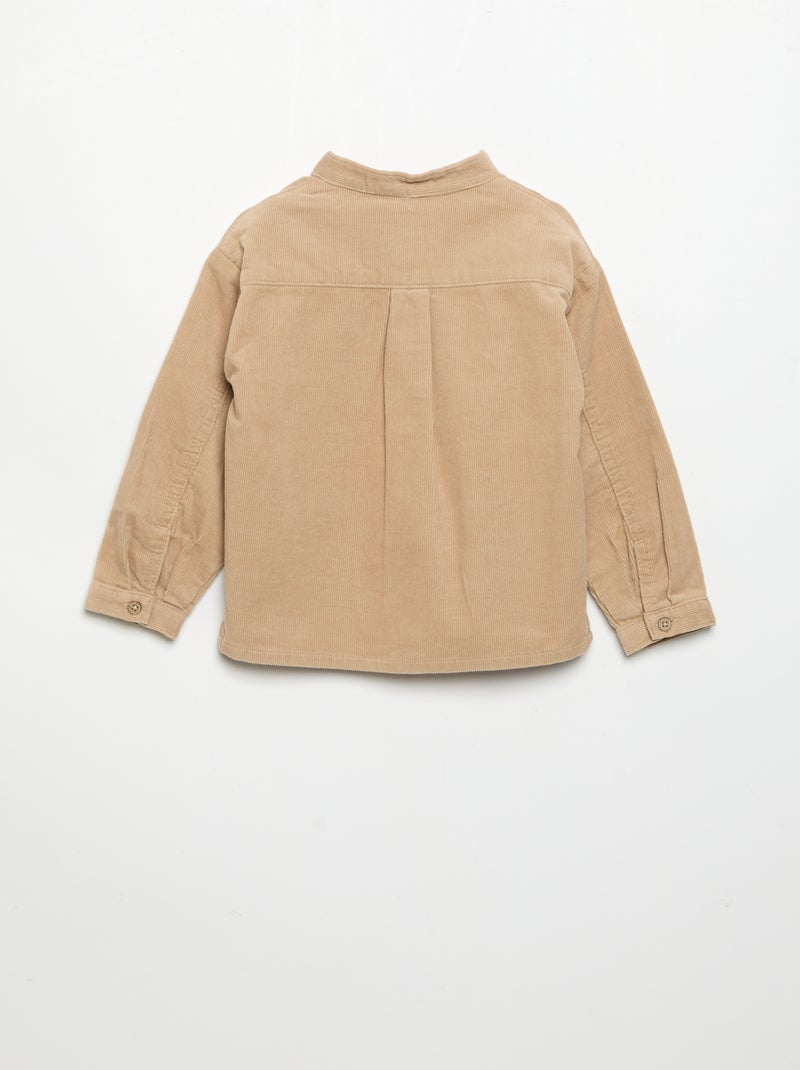 Chemise à manches longues en velours côtelé Beige - Kiabi