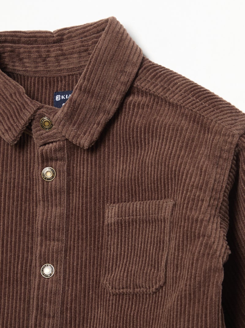 Chemise à manches longues en velours côtelé Marron - Kiabi