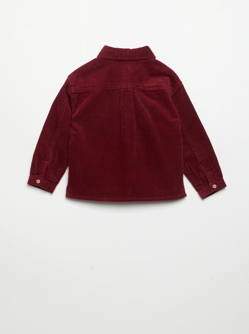 Chemise à manches longues en velours côtelé Rouge - Kiabi
