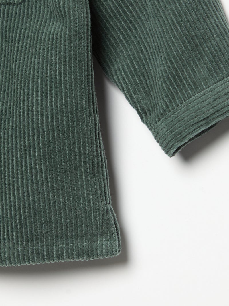 Chemise à manches longues en velours côtelé Vert - Kiabi