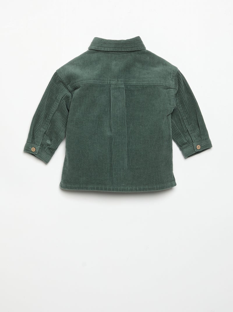 Chemise à manches longues en velours côtelé Vert - Kiabi