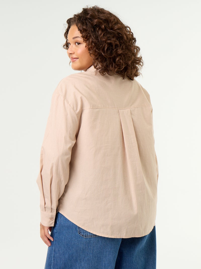 Chemise à manches longues et col lavallière Beige - Kiabi