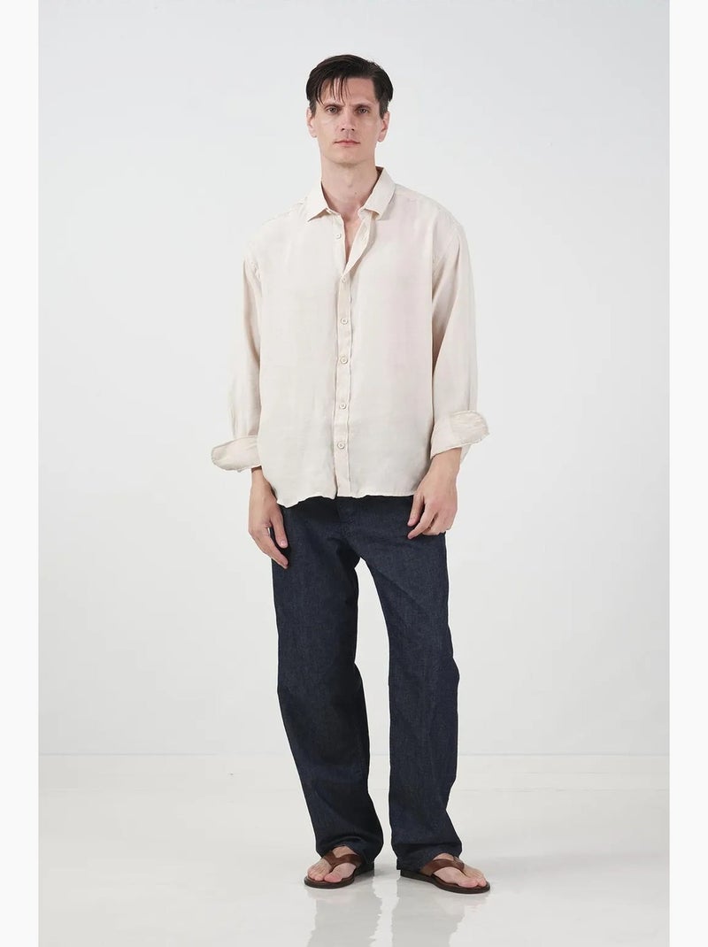 Chemise à manches longues oversize avec fermeture boutonnée giesto Ivoire - Kiabi