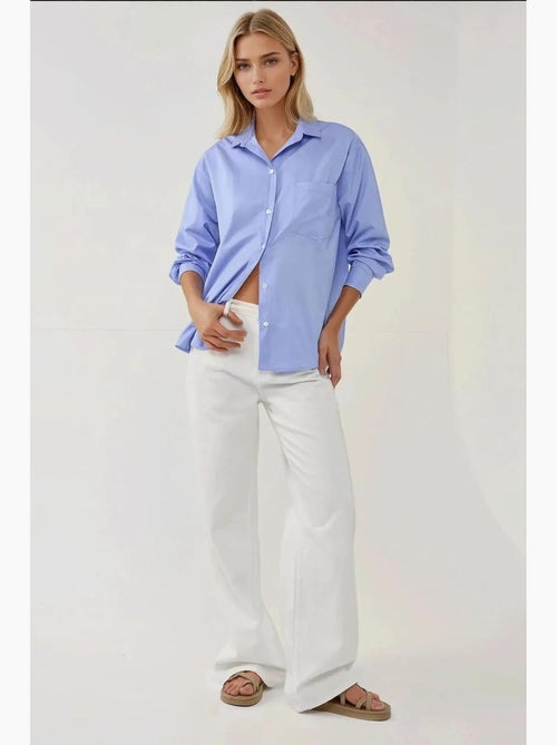 Chemise à manches longues texturée coupe classique, toucher lin hiccup - Kiabi