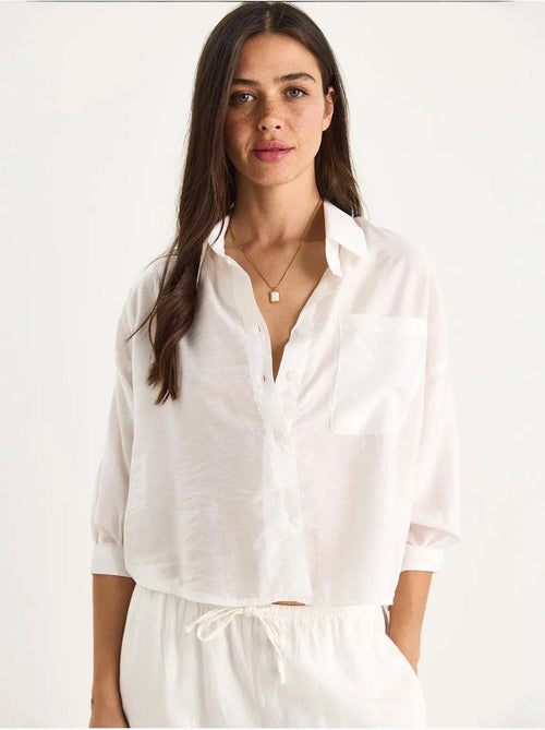 Chemise à manches mi-longues et poche unique lucci - Kiabi