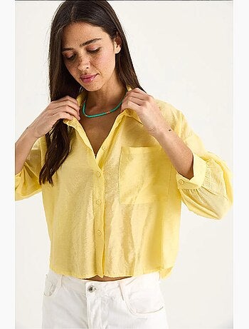 Chemise à manches mi-longues et poche unique lucci