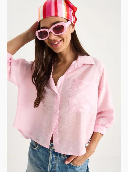 Chemise à manches mi-longues et poche unique lucci - Kiabi