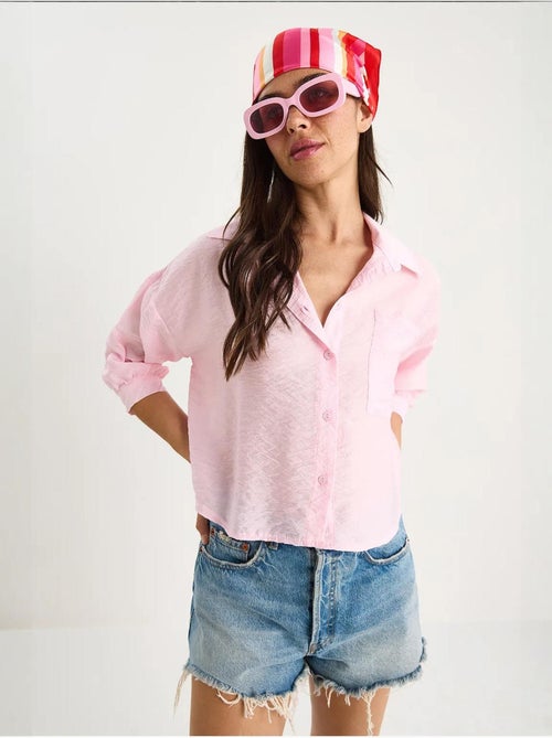Chemise à manches mi-longues et poche unique lucci - Kiabi
