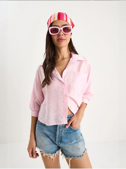 Chemise à manches mi-longues et poche unique lucci - Kiabi