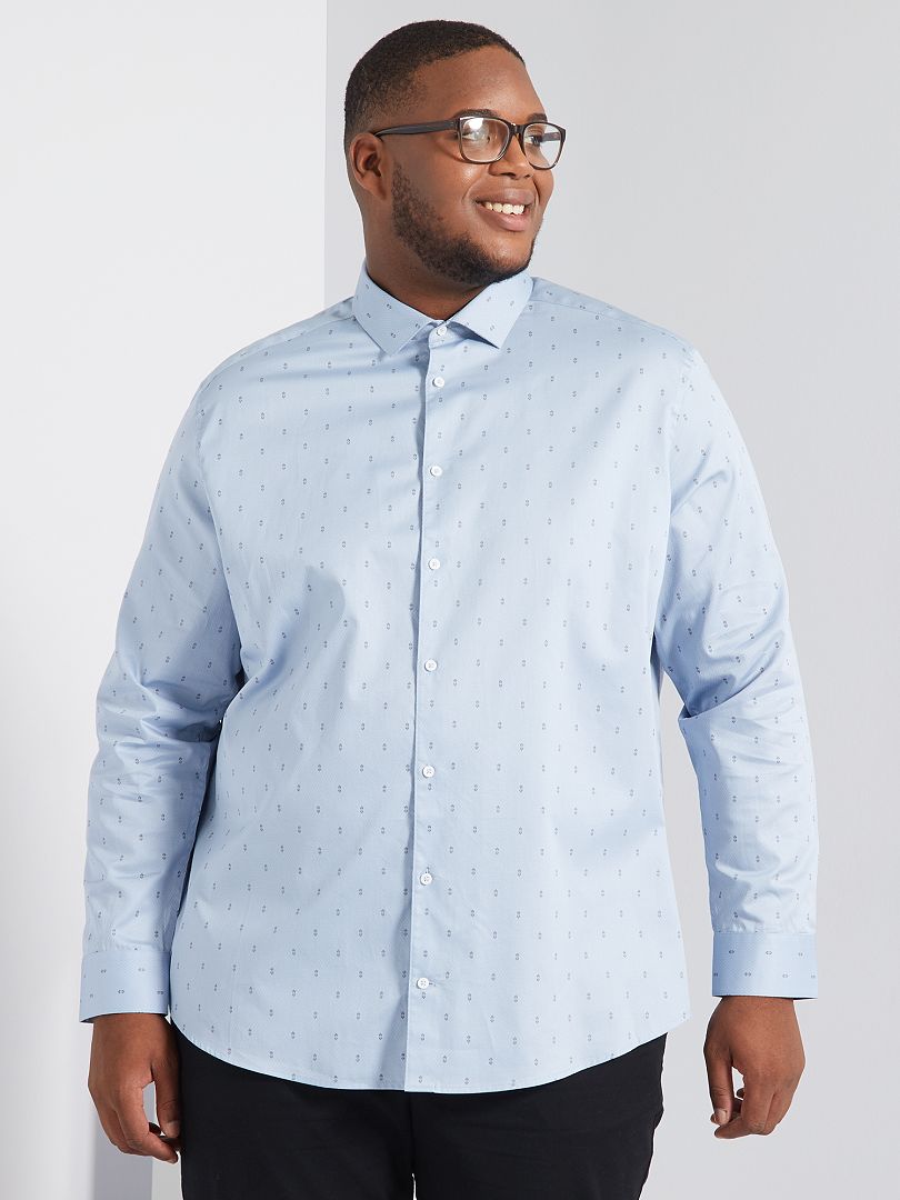Chemise à micro motif bleu gris - Kiabi