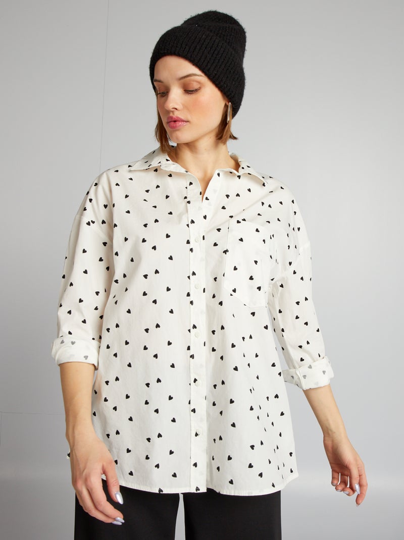 Chemise à motif 'cœurs' Noir - Kiabi