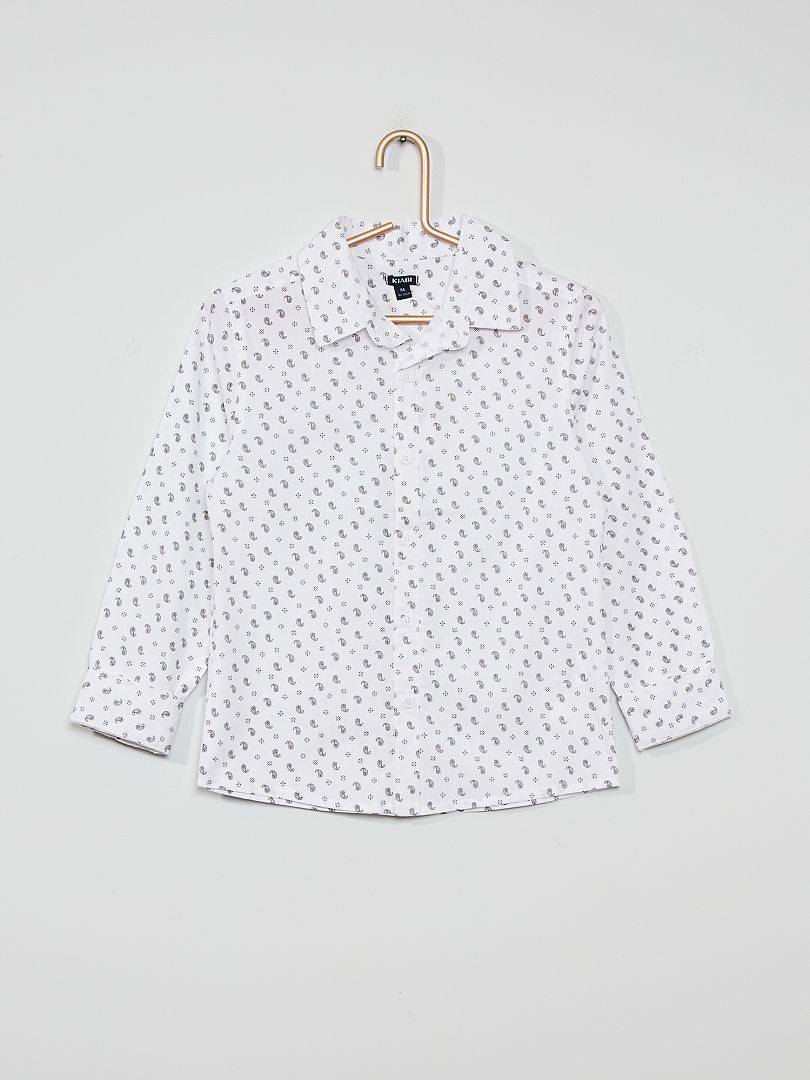 Chemise à motif paisley blanc - Kiabi