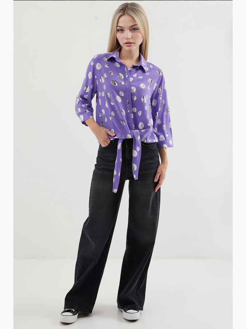Chemise à motifs nouée devant bdart Lavande - Kiabi