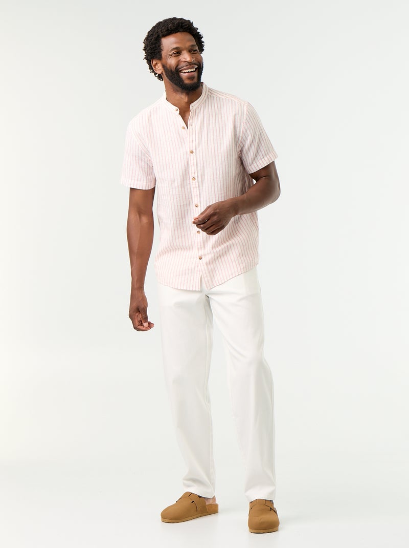 Chemise à rayures à manches courtes Rouge - Kiabi