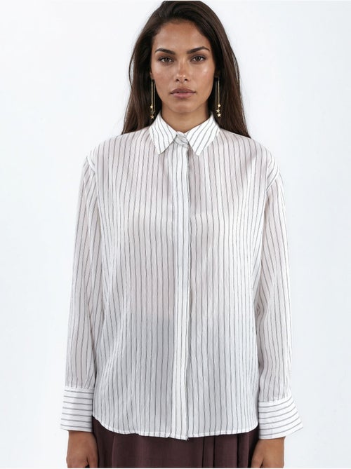 Chemise à rayures décontractée boutonnée busem - Kiabi