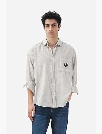 Chemise à rayures en coton, tissage velours giesto