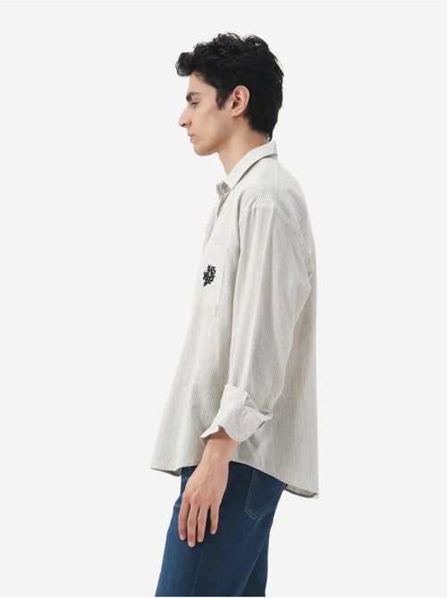 Chemise à rayures en coton, tissage velours giesto - Kiabi