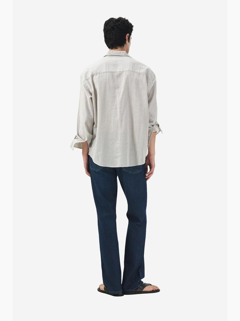 Chemise à rayures en coton, tissage velours giesto Blanc cassé - Kiabi