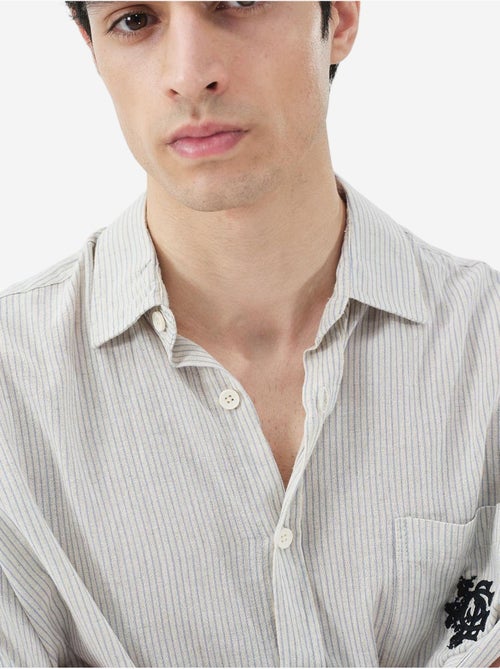 Chemise à rayures en coton, tissage velours giesto - Kiabi