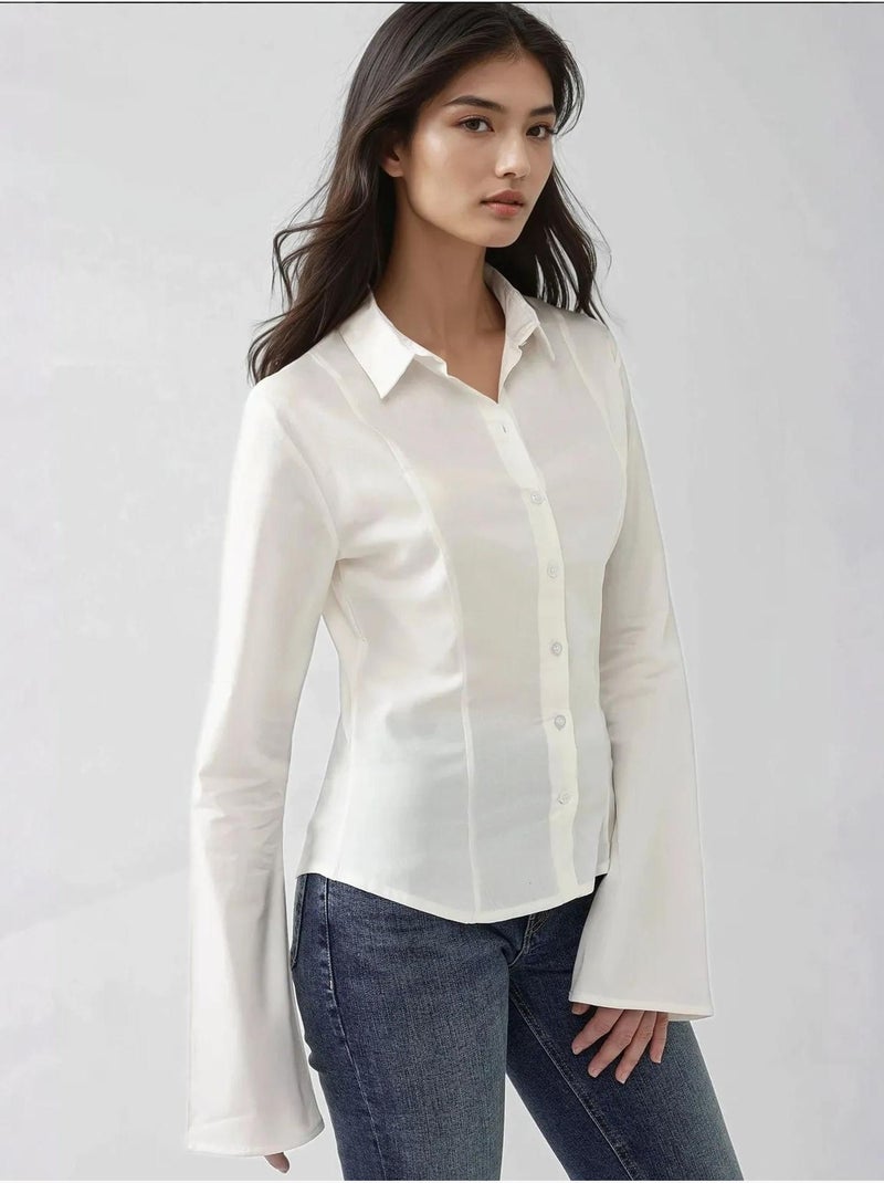 Chemise ajustée à manches longues hiccup Crème - Kiabi