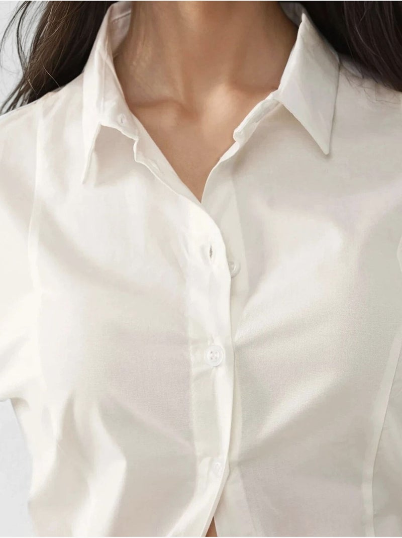 Chemise ajustée à manches longues hiccup Crème - Kiabi