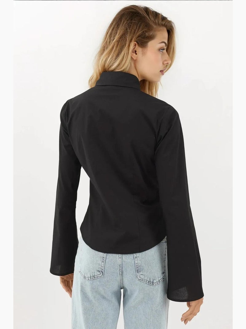 Chemise ajustée à manches longues hiccup Noir - Kiabi