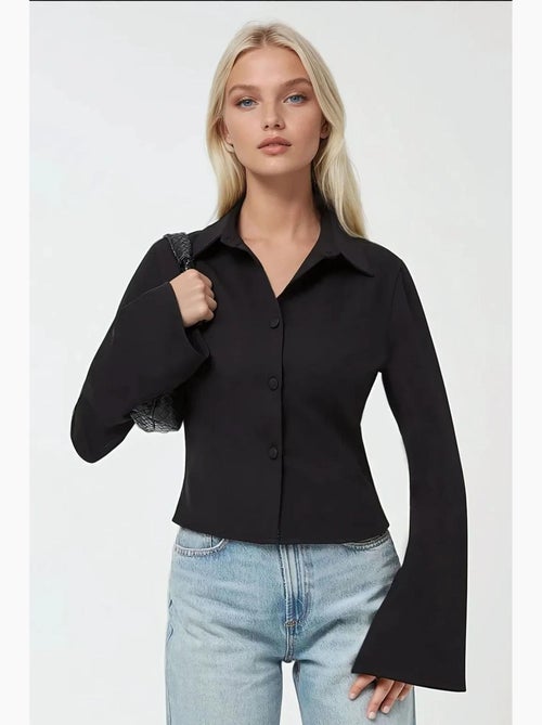 Chemise ajustée en coton à manches longues hiccup - Kiabi