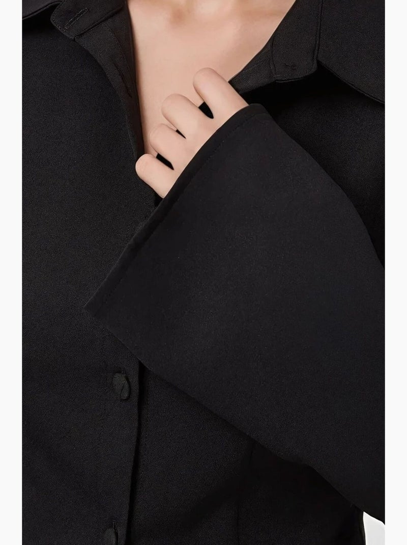Chemise ajustée en coton à manches longues hiccup Noir - Kiabi