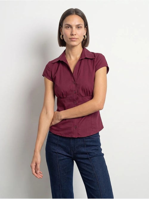 Chemise ajustée en popeline de coton avec lien dilvin - Kiabi