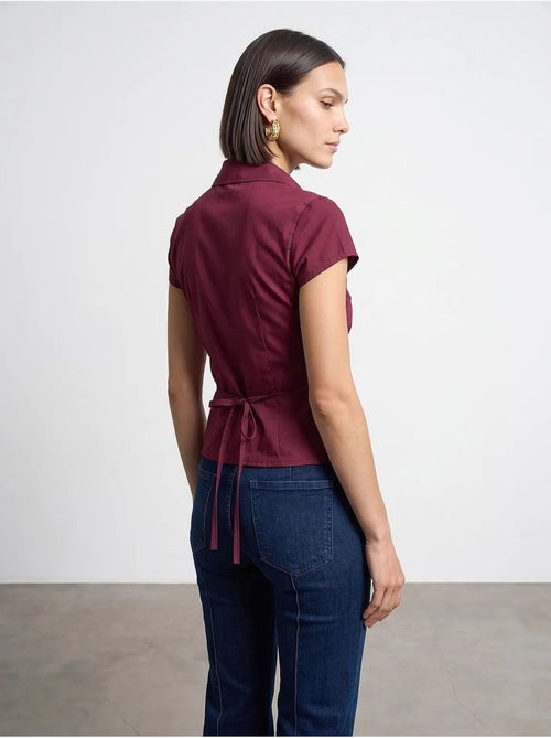 Chemise ajustée en popeline de coton avec lien dilvin - Kiabi