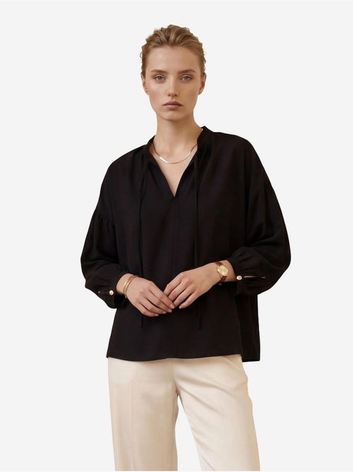 Chemise ample à manches longues en crêpe avec col mandarin my fashion - Kiabi